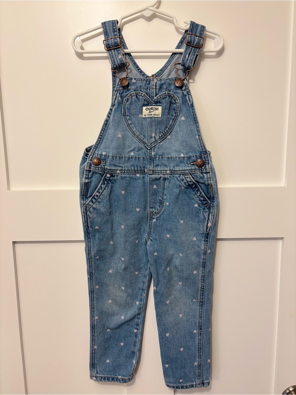 OshKosh B'gosh Light Blue Denim Overalls with Heart Chest Pocket